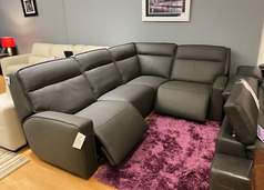 LUNA DOUBLE ELRCTRIC RECLINER CORNER SUITE DARK GREY £2499 (SWANSEA SUPERSTORE) - Click for more details