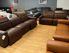 KASPER LARGE ELECTRIC RECLINER 3 SEATER AND ELECTRIC RECLINER MIDI SOFA DARK BROWN £2999 (SWANSEA SUPERSTORE) - Click for more details