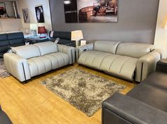 MESSINA ELECTRIC RECLINE 3 SEATER AND STATIC 2 SEATER GREY £2999 (SWANSEA SUPERSTORE) - Click for more details