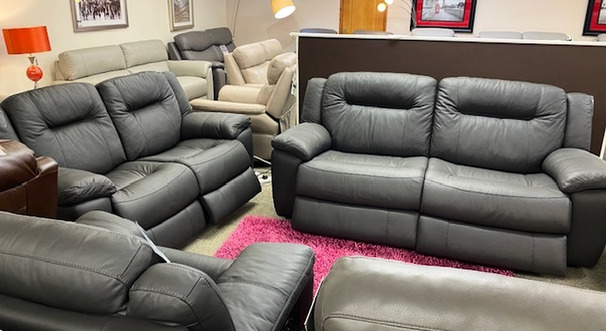 LYDSTEP ELECTRIC RECLINER 3 SEATER AND 2 SEATER DARK GREY £1999 (SWANSEA SUPERSTORE)