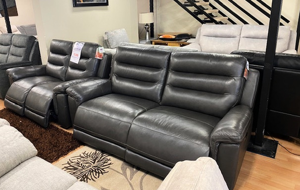 WELLINGTON ELECTRIC RECLINER 3 SEATER AND 2 SEATER DARK GREY £1799 (SWANSEA SUPERSTORE)